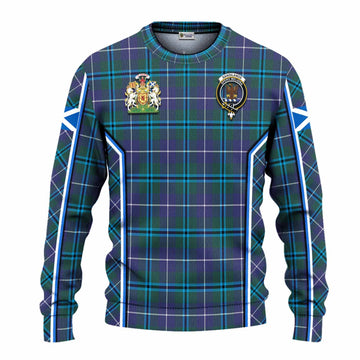 Sandilands Tartan Crest Knitted Sweater Scotland Coat of Arm Flag Style
