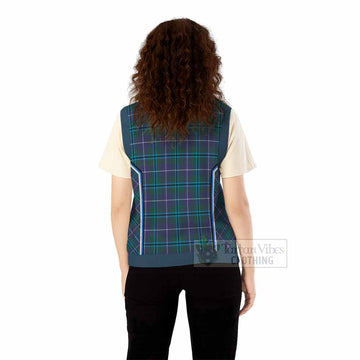 Sandilands Tartan Crest Knitted V-Neck Vest Scotland Coat of Arm Flag Style