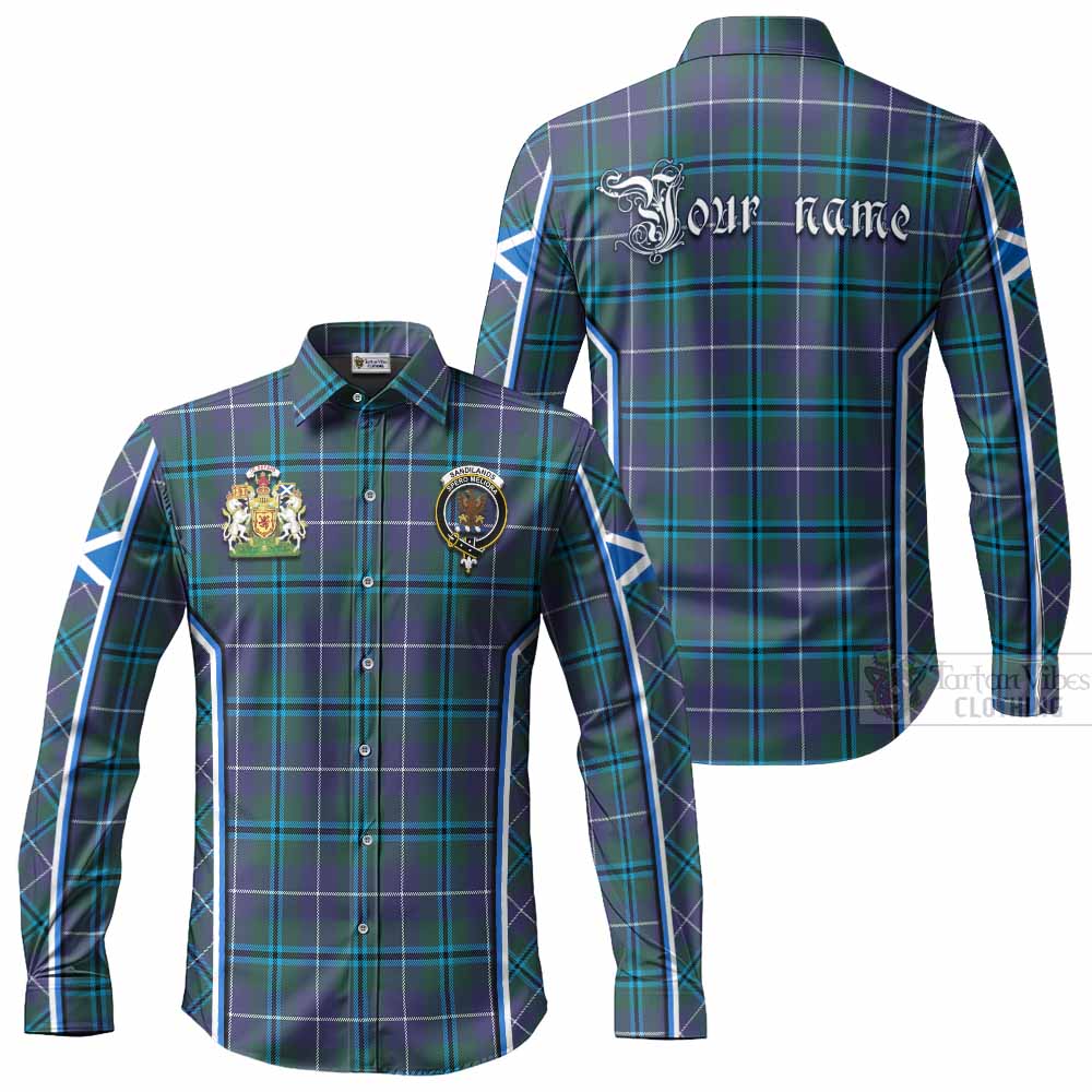 Sandilands Tartan Crest Long Sleeve Button Shirts Scotland Coat of Arm Flag Style - Tartan Vibes Clothing