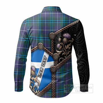 Sandilands Tartan Crest Long Sleeve Button Shirts Scottish Thistle Loch Ness Monster