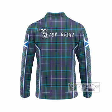 Sandilands Tartan Crest Long Sleeve Polo Shirt Scotland Coat of Arm Flag Style