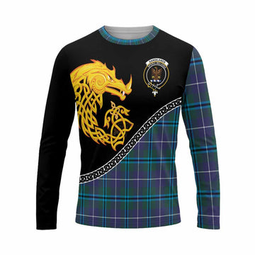 Sandilands Tartan Crest Long Sleeve T-Shirt Legendary Dragon Knot Half Style