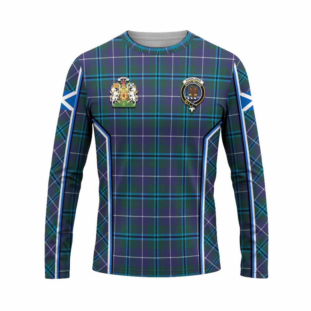 Sandilands Tartan Crest Long Sleeve T-Shirt Scotland Coat of Arm Flag Style - Tartan Vibes Clothing
