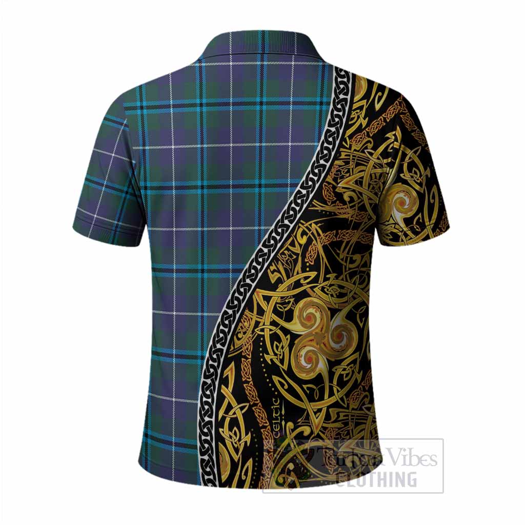 Sandilands Tartan Crest Polo Shirt Celtic Knot and Triple Trickle Spiral Symbols