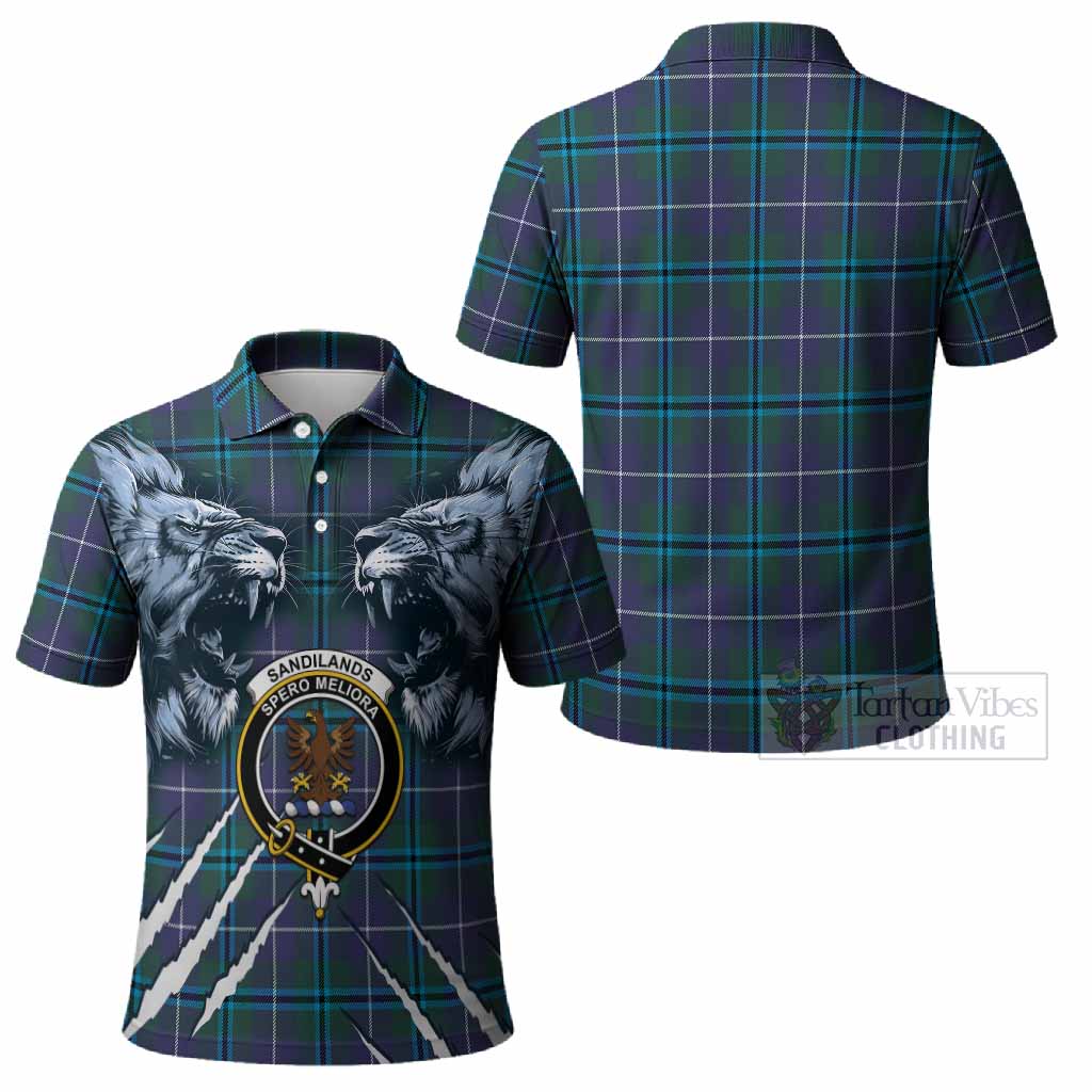 Sandilands Tartan Crest Polo Shirt Ferocious Lion Style