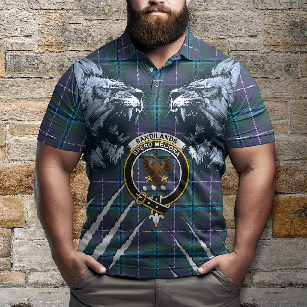 Sandilands Tartan Crest Polo Shirt Ferocious Lion Style