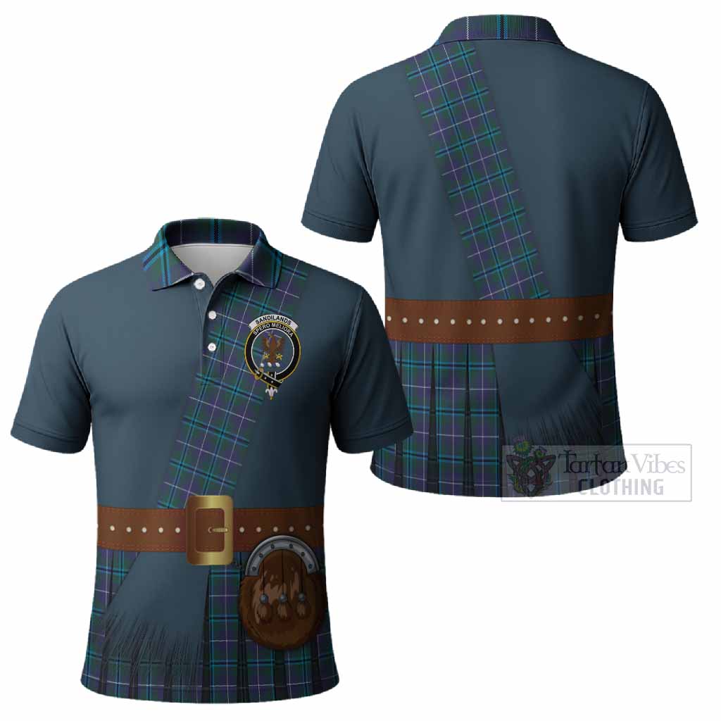 Sandilands Tartan Crest Polo Shirt Kilt Costume Style