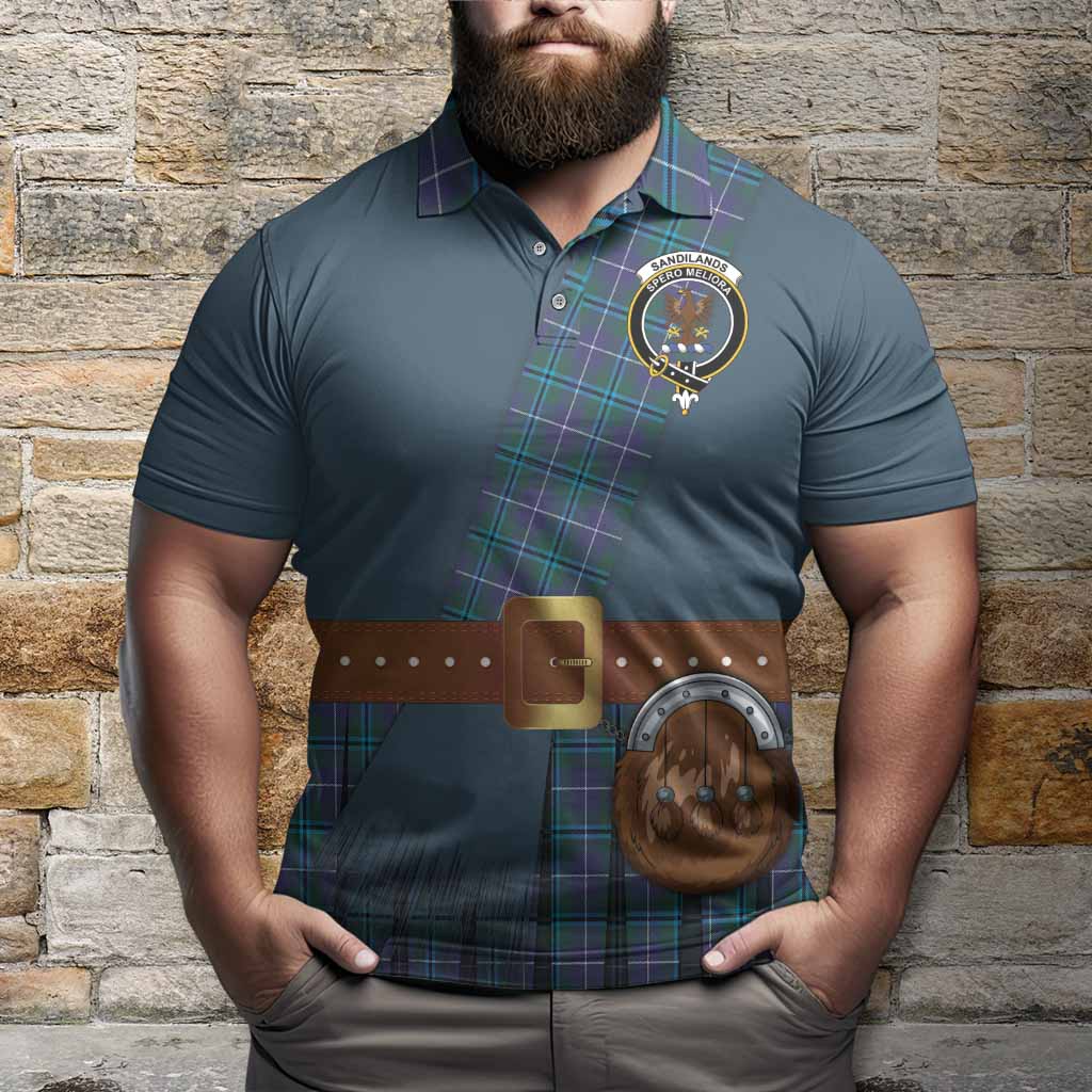 Sandilands Tartan Crest Polo Shirt Kilt Costume Style