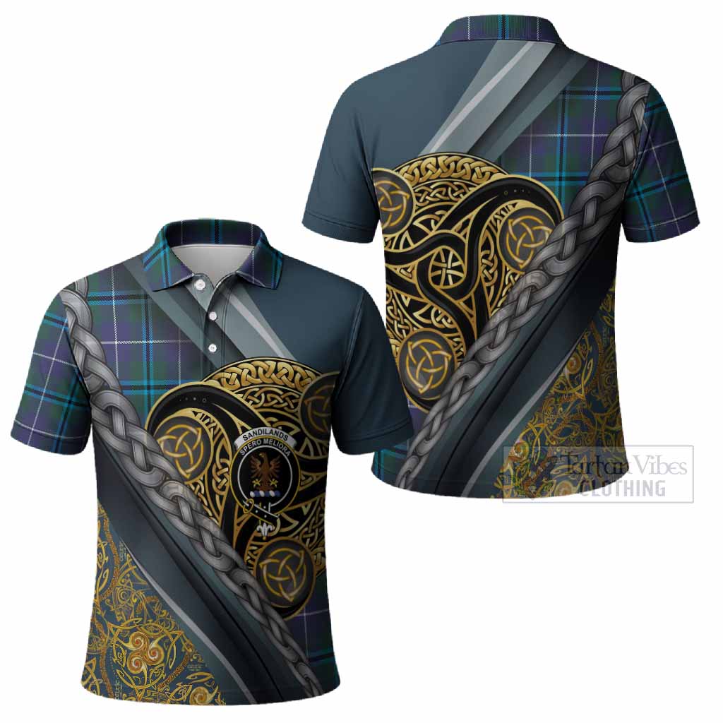 Sandilands Tartan Crest Polo Shirt Scottish Triskele Celtic