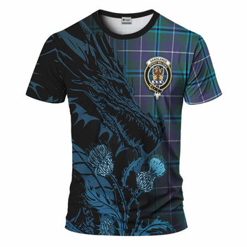 Sandilands Tartan Crest Scottish T-Shirt Dragon and Thistle