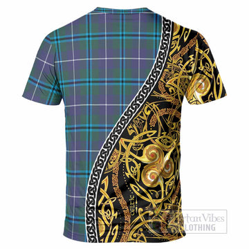 Sandilands Tartan Crest T-Shirt Celtic Knot and Triple Trickle Spiral Symbols