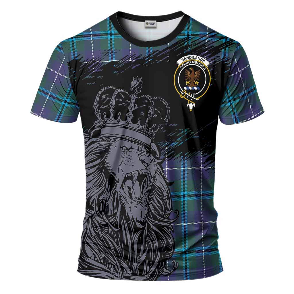 Sandilands Tartan Crest T-Shirt Crowned Lion Heritage Style