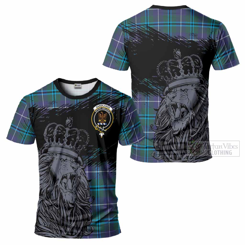 Sandilands Tartan Crest T-Shirt Crowned Lion Heritage Style