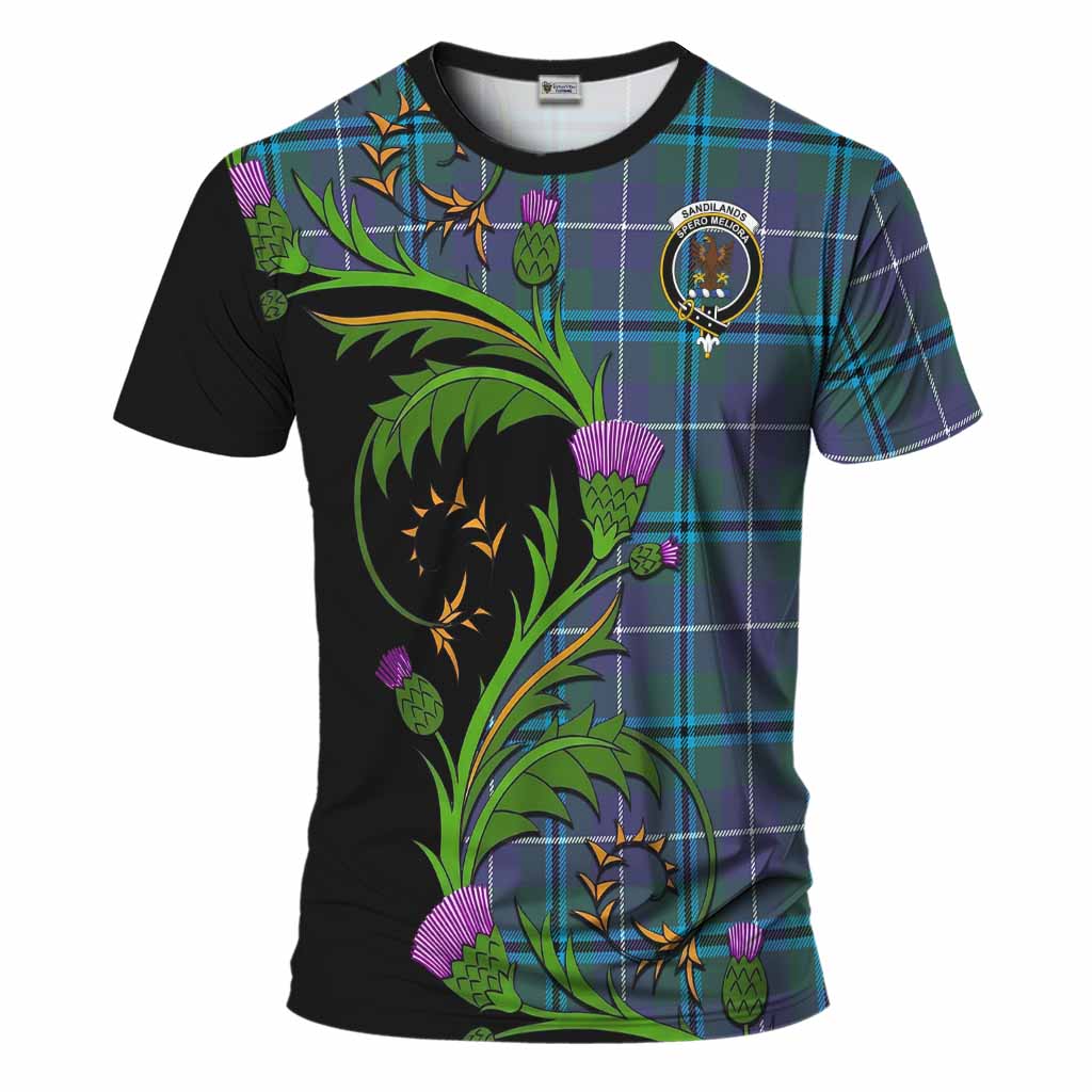 Sandilands Tartan Crest T-Shirt Scottish Thistle Pride Heritage Art