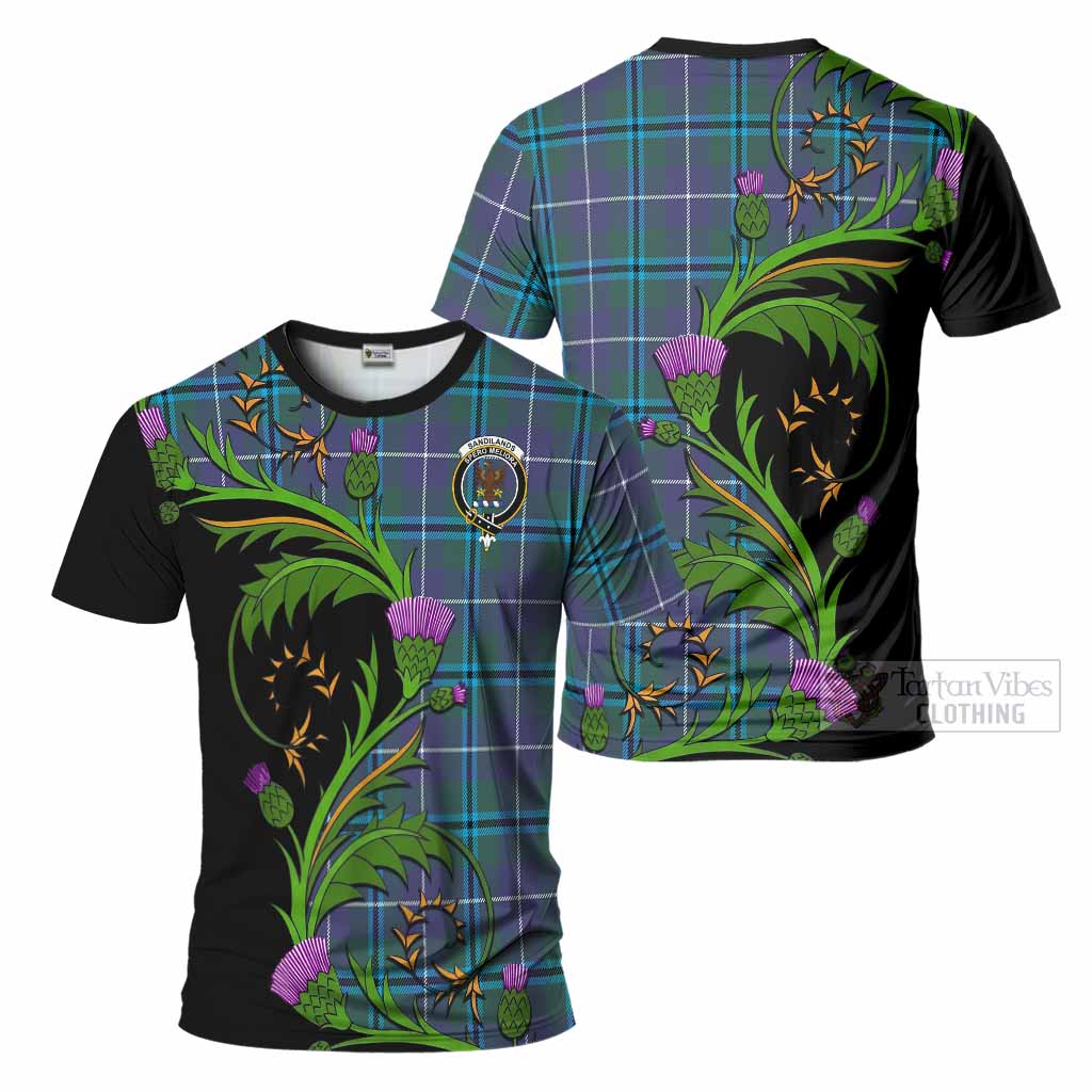 Sandilands Tartan Crest T-Shirt Scottish Thistle Pride Heritage Art