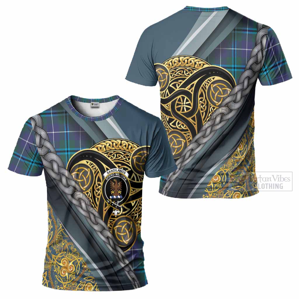 Sandilands Tartan Crest T-Shirt Scottish Triskele Celtic