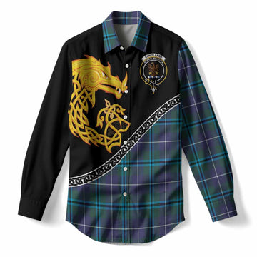 Sandilands Tartan Crest Women Casual Shirt Legendary Dragon Knot Half Style