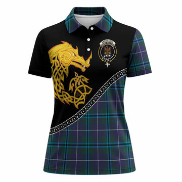 Sandilands Tartan Crest Women Polo Shirt Legendary Dragon Knot Half Style