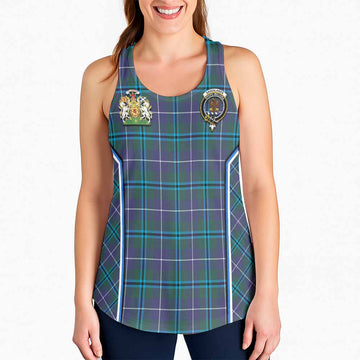Sandilands Tartan Crest Women Racerback Tanks Scotland Coat of Arm Flag Style