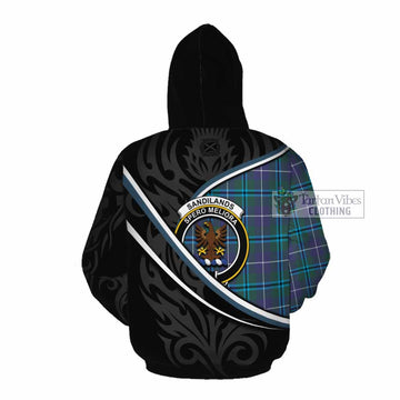Sandilands Tartan Family Crest Cotton Hoodie Celtic Scottish Thistle Floral