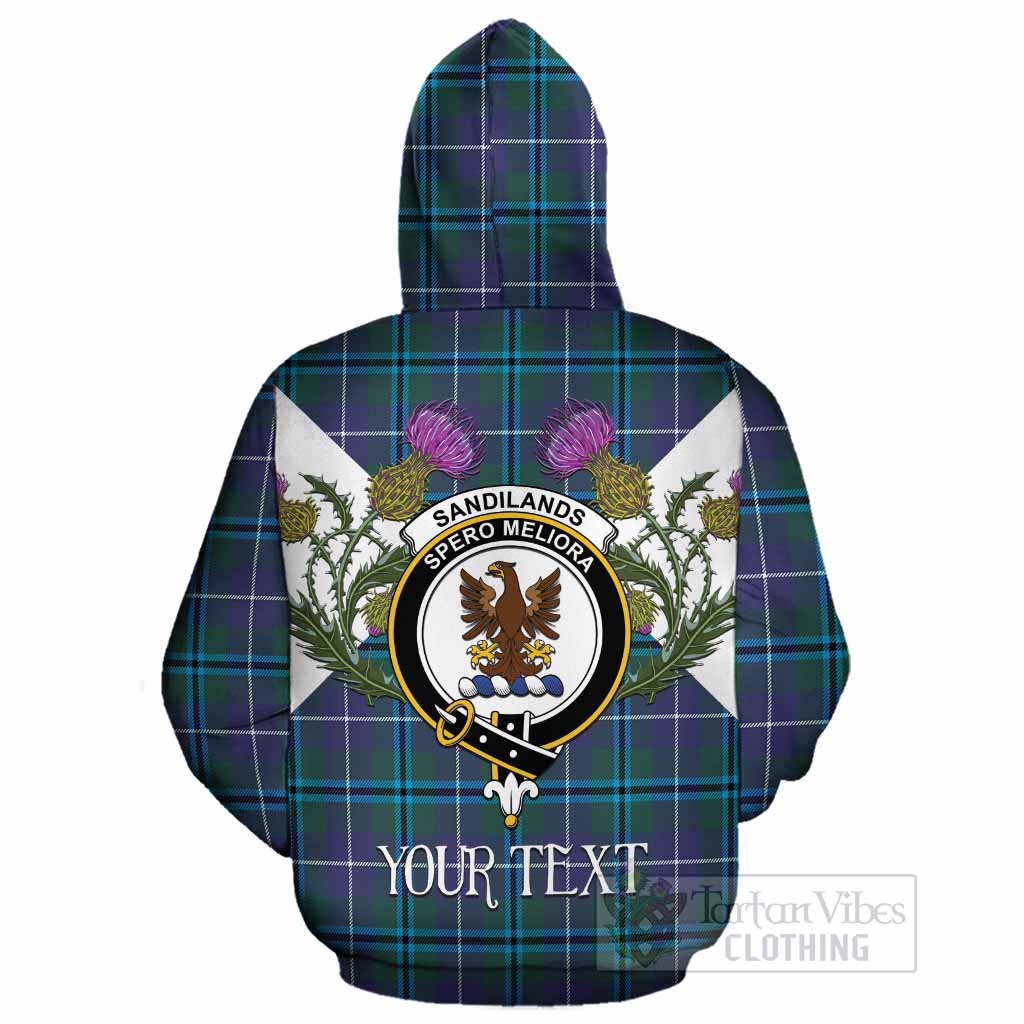 Sandilands Tartan Family Crest Cotton Hoodie Scottish Burns Night Thistle Floral