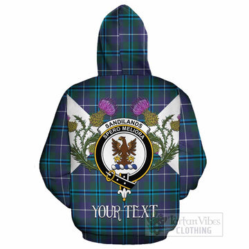 Sandilands Tartan Family Crest Cotton Hoodie Scottish Burns Night Thistle Floral