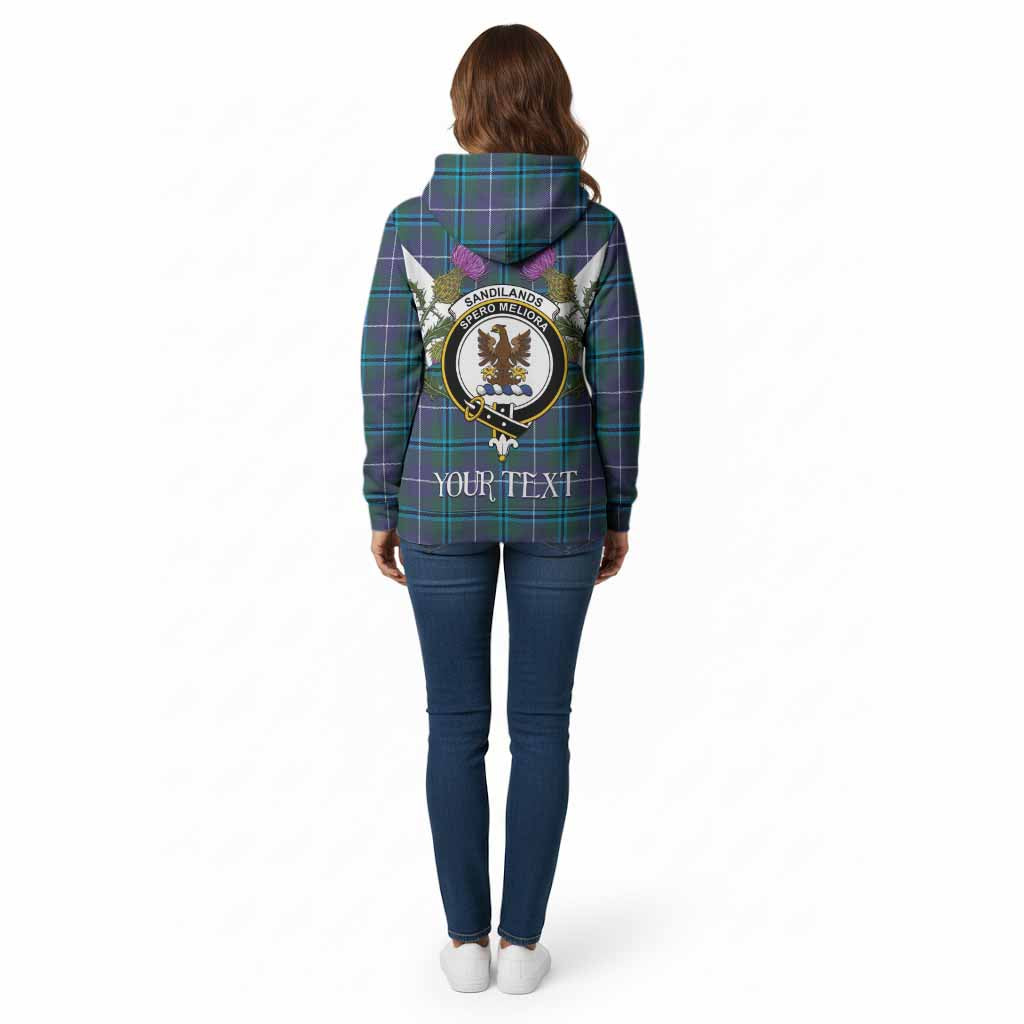 Sandilands Tartan Family Crest Cotton Hoodie Scottish Burns Night Thistle Floral
