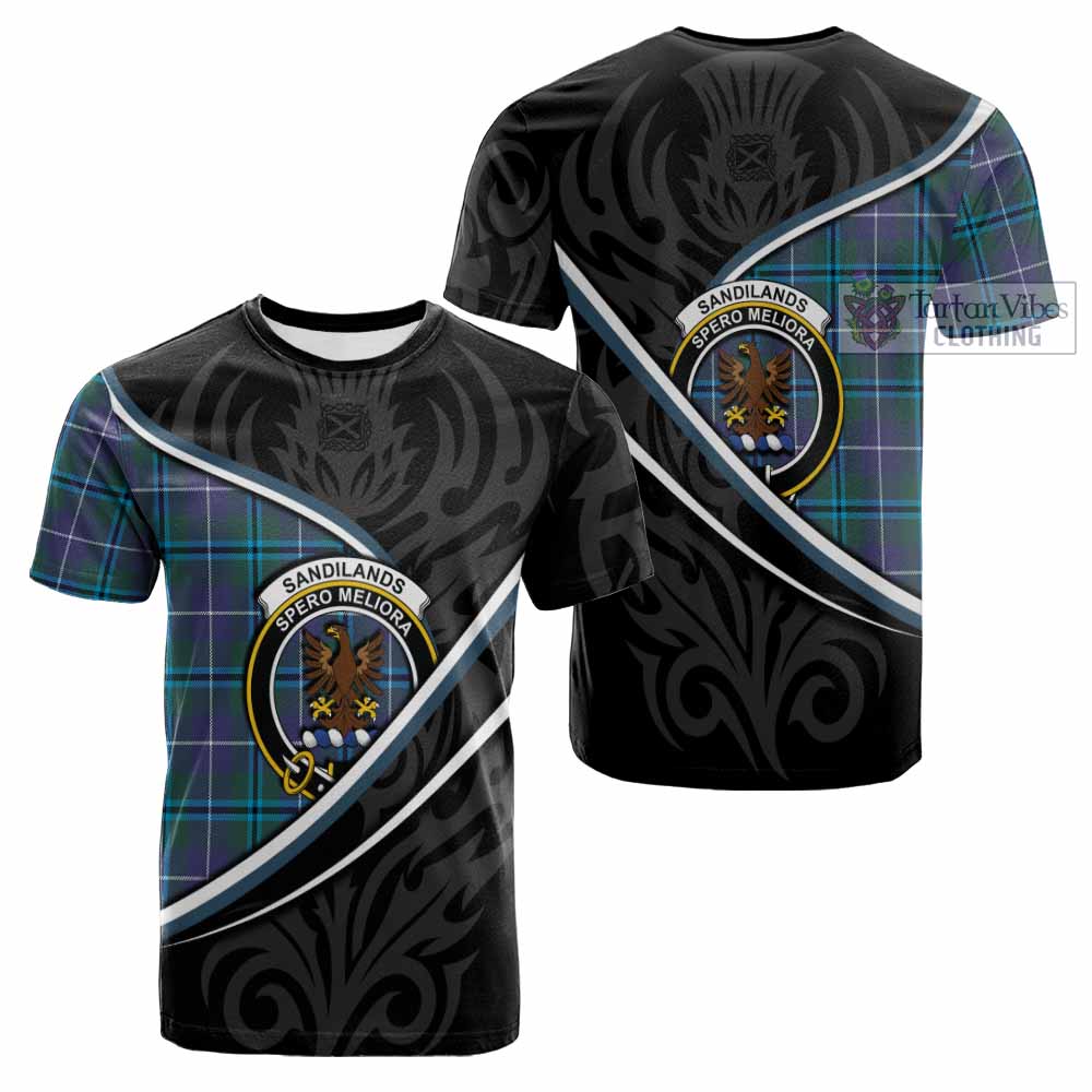 Sandilands Tartan Family Crest Cotton T-shirt Celtic Scottish Thistle Floral - Tartan Vibes Clothing