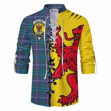 Sandilands Tartan Family Crest Ghillie Kilt Shirt Lion Rampant Honor