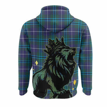 Sandilands Tartan Family Crest Hoodie Crowned Lion Roaring