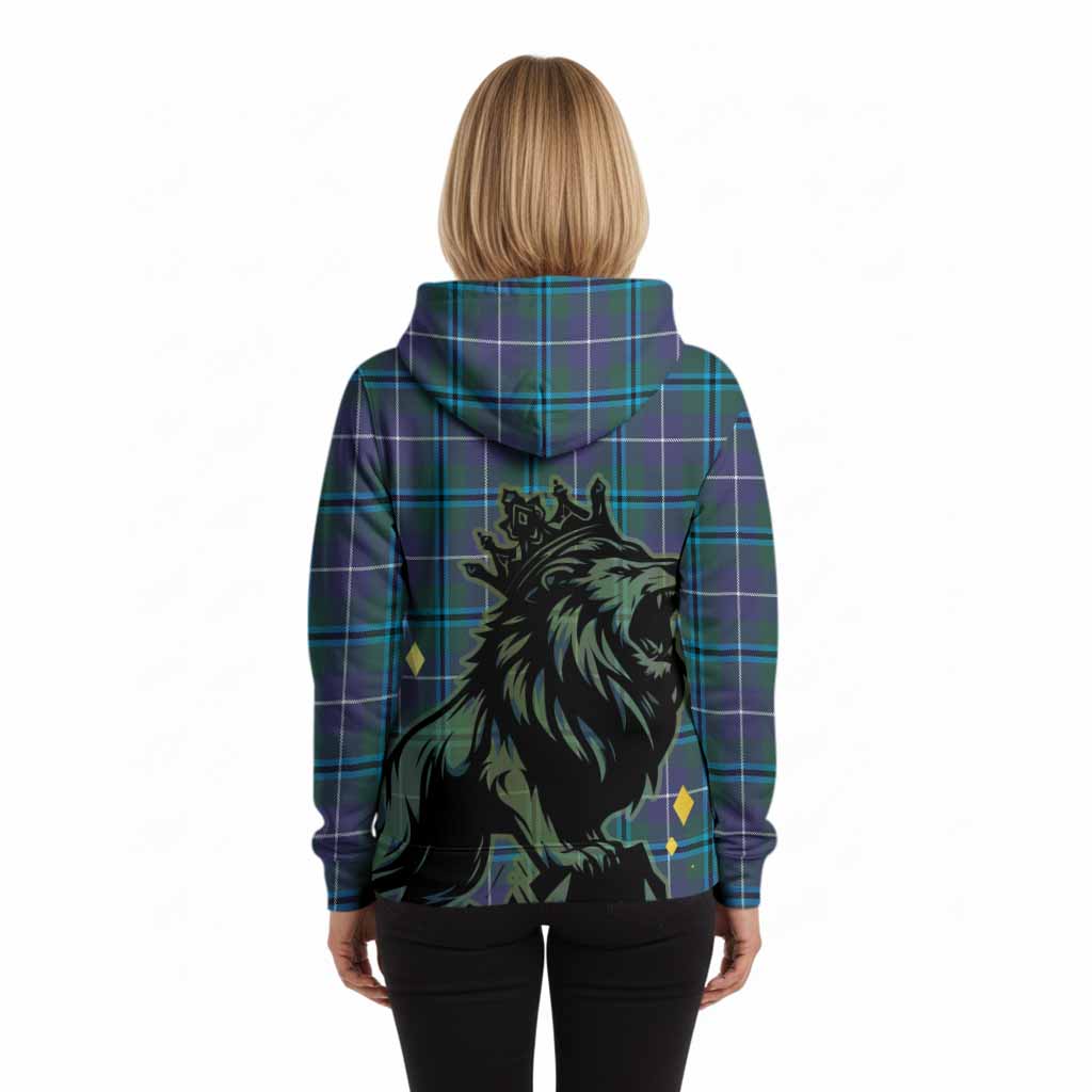 Sandilands Tartan Family Crest Hoodie Crowned Lion Roaring