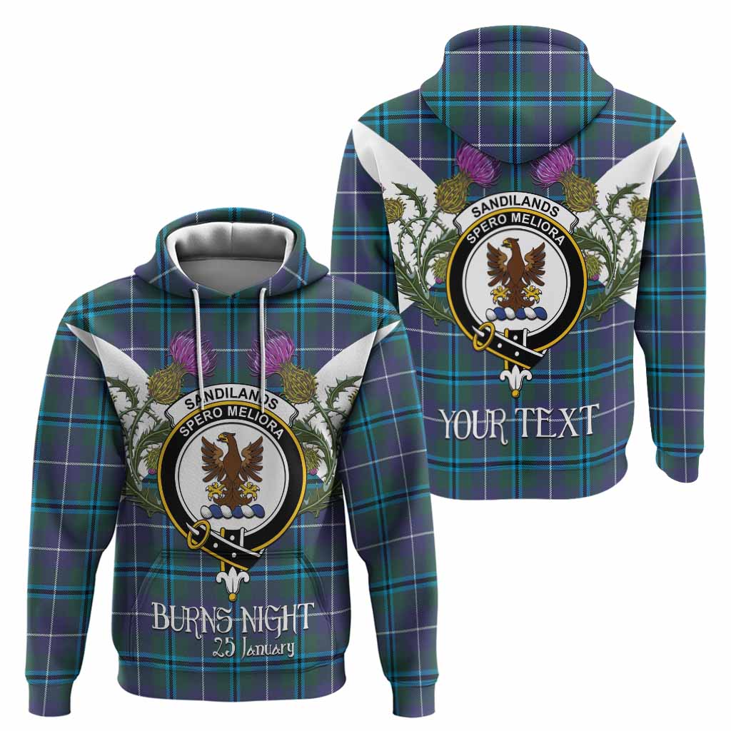 Sandilands Tartan Family Crest Hoodie Scottish Burns Night Thistle Floral