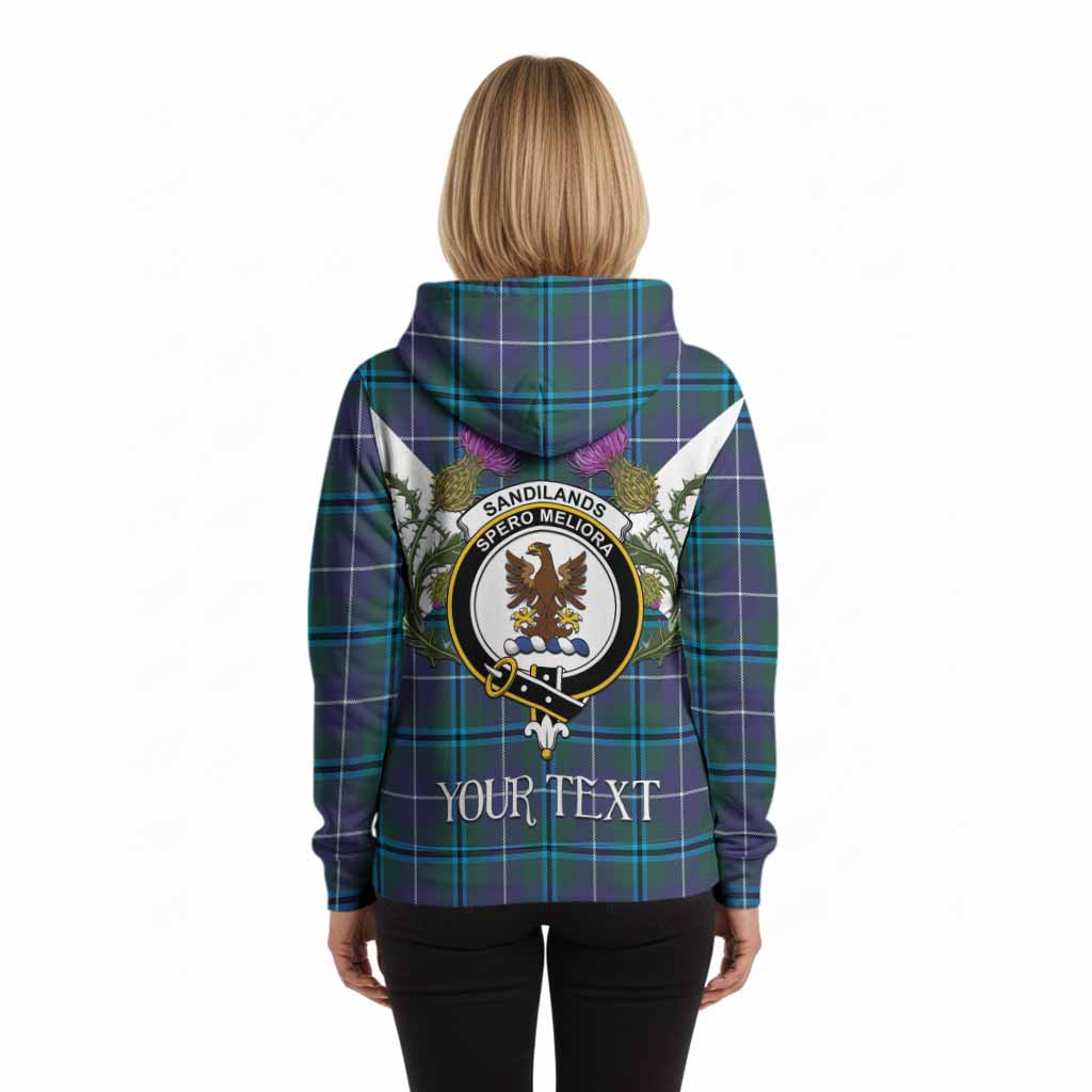 Sandilands Tartan Family Crest Hoodie Scottish Burns Night Thistle Floral