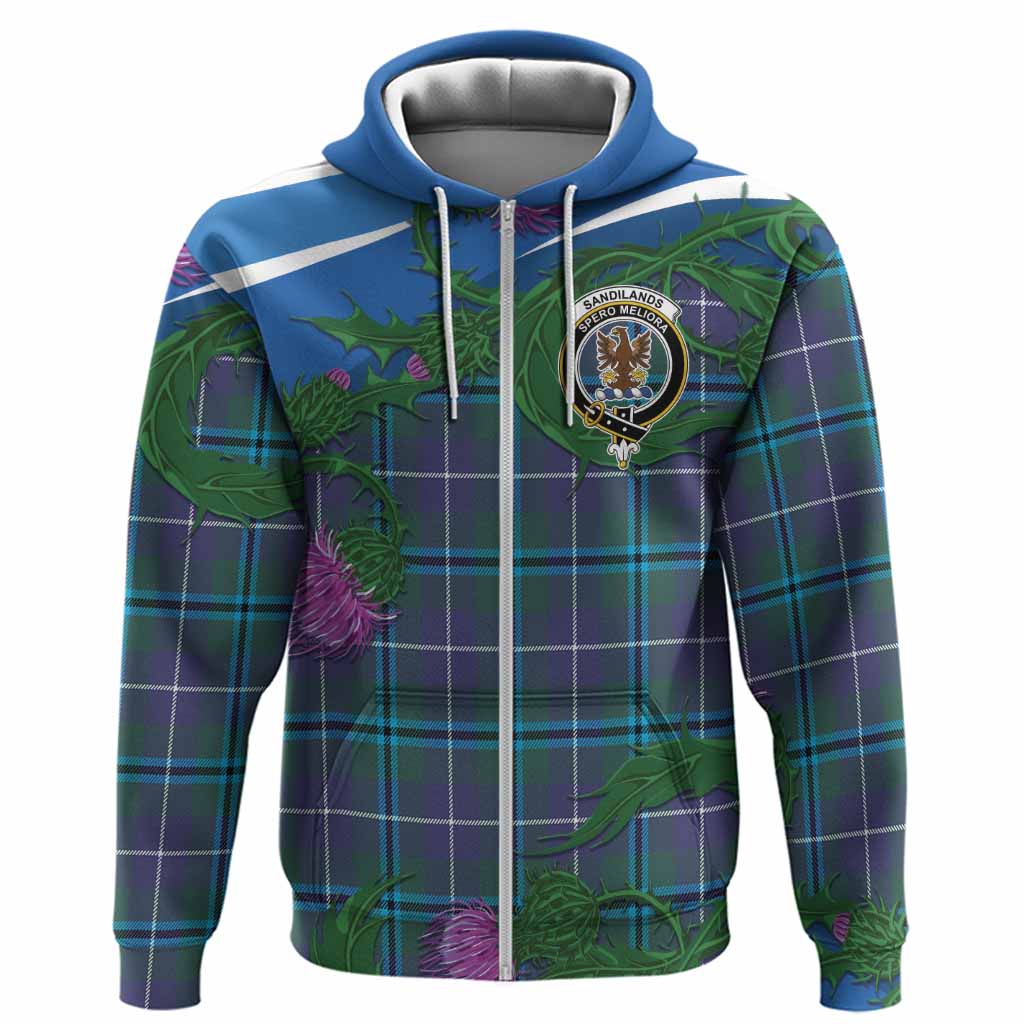 Sandilands Tartan Family Crest Hoodie Thistle in Minimalism