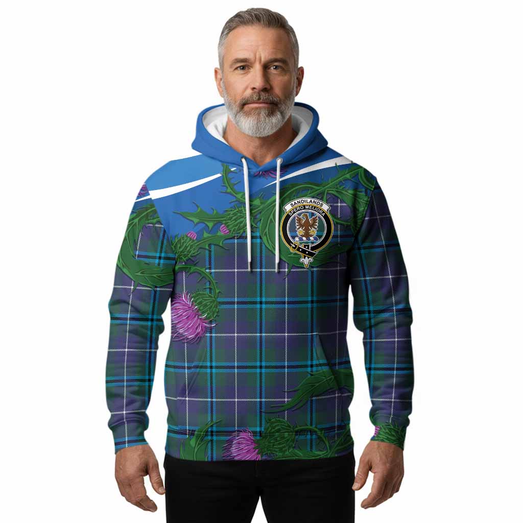 Sandilands Tartan Family Crest Hoodie Thistle in Minimalism