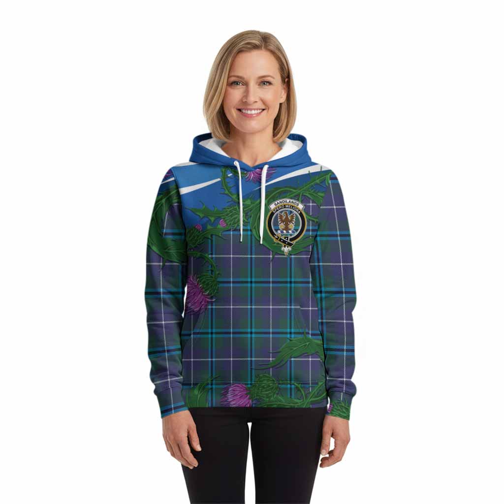 Sandilands Tartan Family Crest Hoodie Thistle in Minimalism