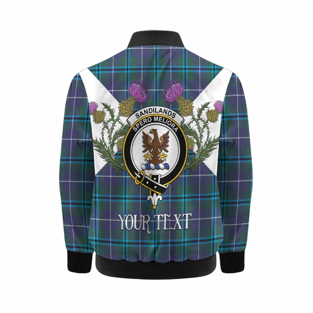 Sandilands Tartan Family Crest Kid Bomber Jacket Scottish Burns Night Thistle Floral