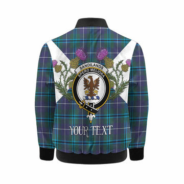 Sandilands Tartan Family Crest Kid Bomber Jacket Scottish Burns Night Thistle Floral