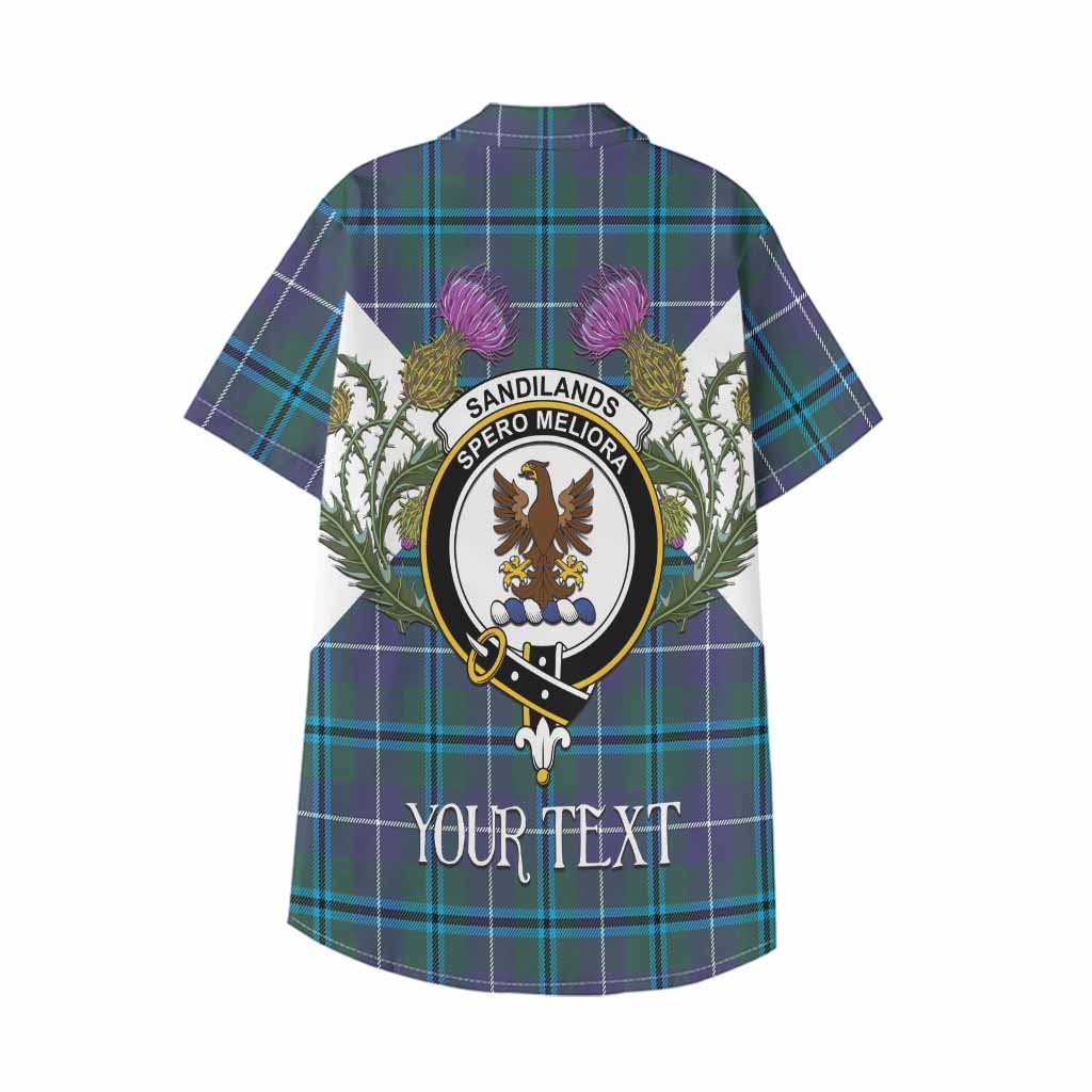 Sandilands Tartan Family Crest Kid Hawaiian Shirt Scottish Burns Night Thistle Floral