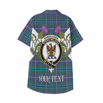 Sandilands Tartan Family Crest Kid Hawaiian Shirt Scottish Burns Night Thistle Floral