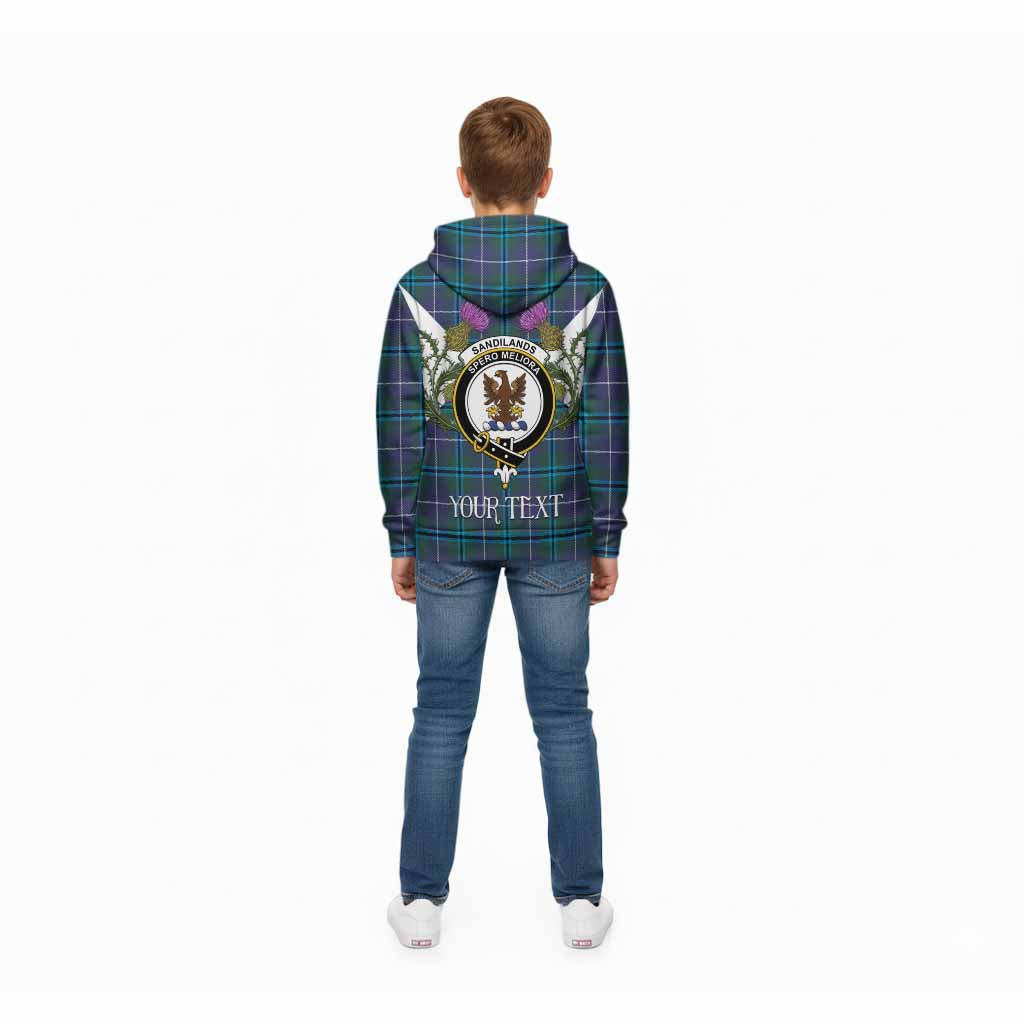 Sandilands Tartan Family Crest Kid Hoodie Scottish Burns Night Thistle Floral
