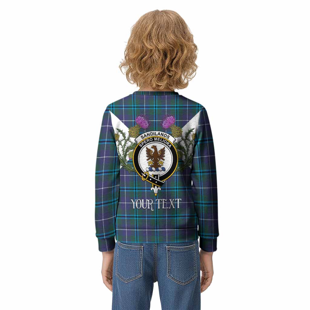 Sandilands Tartan Family Crest Kid Knitted Sweatshirt Scottish Burns Night Thistle Floral