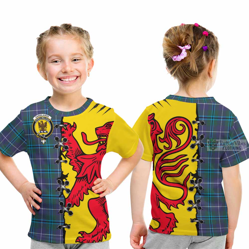 Sandilands Tartan Family Crest Kid T-shirt Lion Rampant Honor - Tartan Vibes Clothing