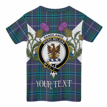 Sandilands Tartan Family Crest Kid T-shirt Scottish Burns Night Thistle Floral