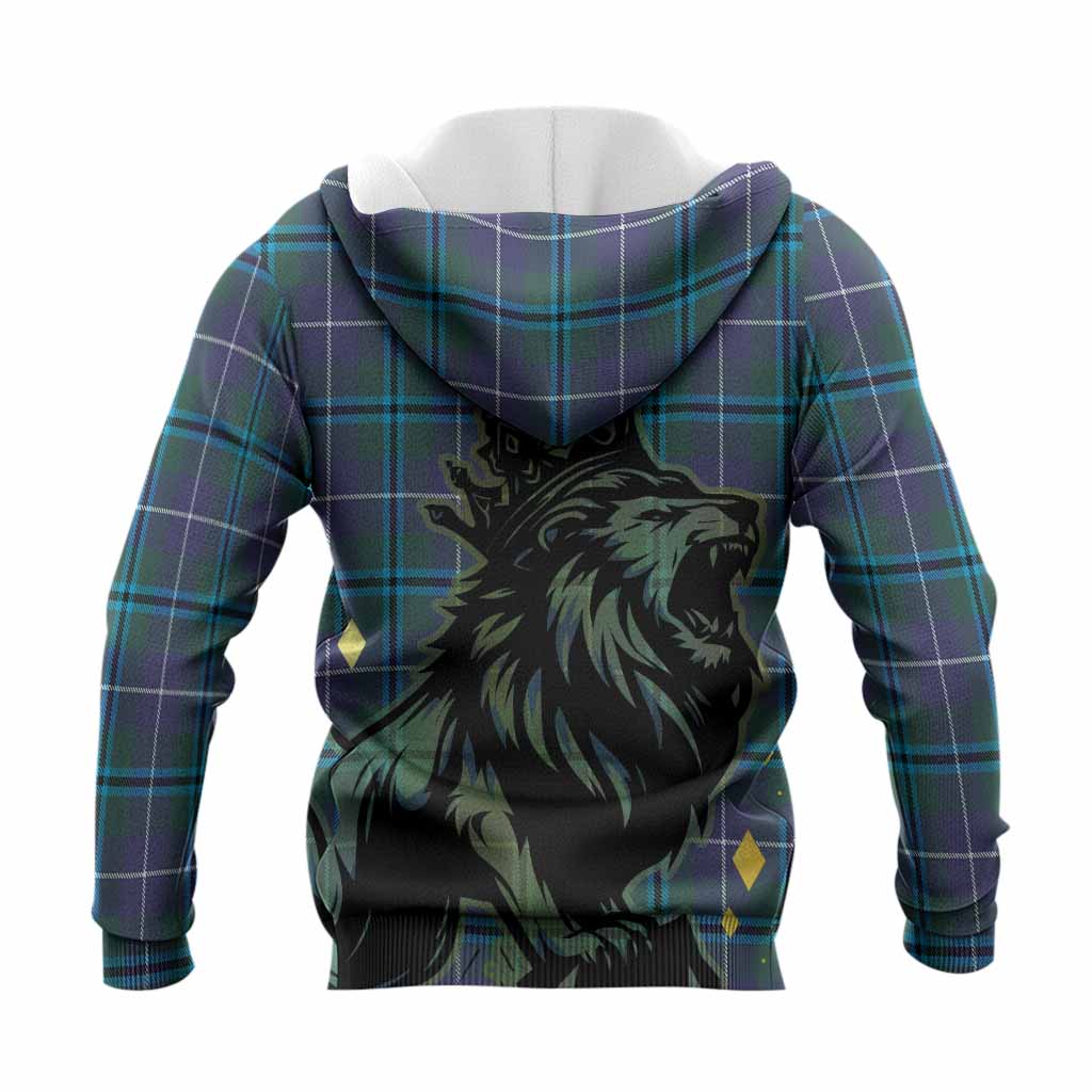 Sandilands Tartan Family Crest Knitted Hoodie Crowned Lion Roaring