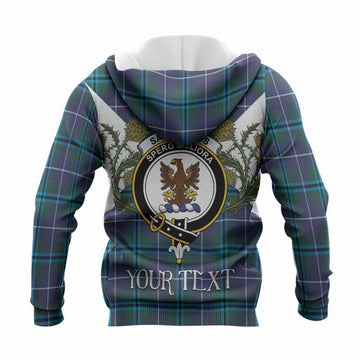 Sandilands Tartan Family Crest Knitted Hoodie Scottish Burns Night Thistle Floral