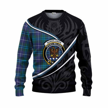 Sandilands Tartan Family Crest Knitted Sweater Celtic Scottish Thistle Floral