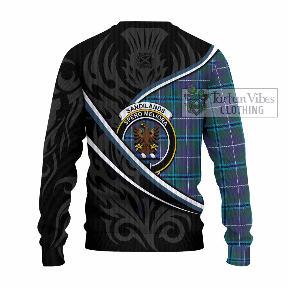 Sandilands Tartan Family Crest Knitted Sweater Celtic Scottish Thistle Floral - Tartan Vibes Clothing