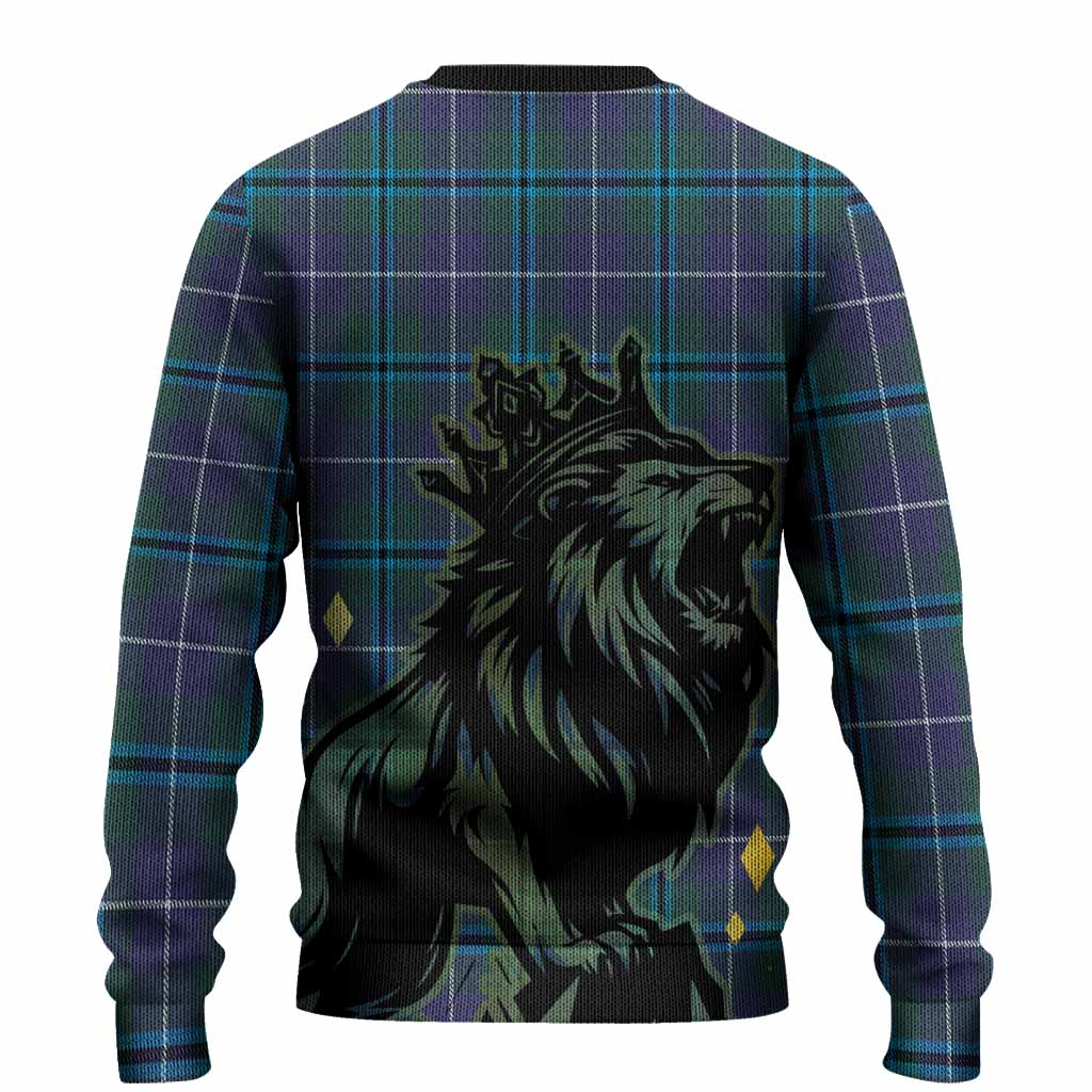 Sandilands Tartan Family Crest Knitted Sweater Crowned Lion Roaring