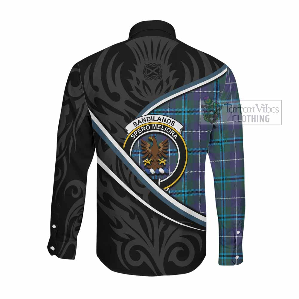 Sandilands Tartan Family Crest Long Sleeve Button Shirts Celtic Scottish Thistle Floral - Tartan Vibes Clothing